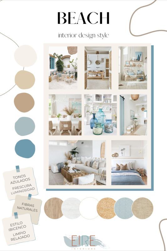 Moodboards de inspiración de estilos decorativos Beach