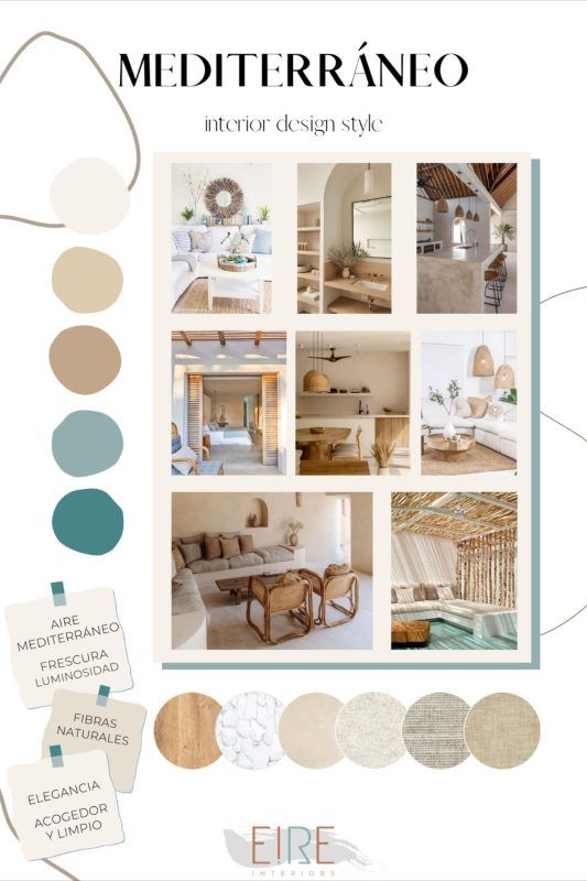 Moodboards de inspiración de estilos decorativos mediterráneo